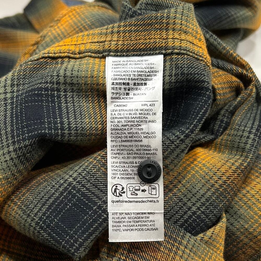 Levi’s Yellow Black Plaid Flannel Shirt Relaxed Fit Button Up Men’s XXL NWT - Picture 6 of 9